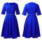 Large size women's autumn fashion temperament elegant solid color lapel dress