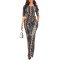 Fashion digital printed round neck women's jumpsuit