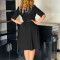 Large size women's autumn fashion temperament elegant solid color lapel dress