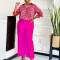 Printed shirt wide leg pants two-piece set