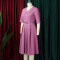 Large size women's autumn fashion temperament elegant solid color lapel dress