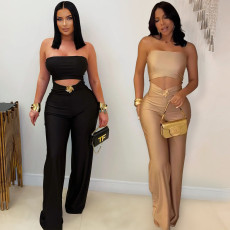 Fashion women's summer new slim fit elastic casual jumpsuit