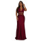 Fashionable women's sexy lace V-neck patchwork backless dress for women