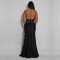 Fashionable women's sexy lace V-neck patchwork backless dress for women