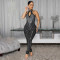 Fashionable women's elegant solid color rhinestone high-end slim fit jumpsuit