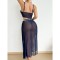 2025 summer new blue crop top paired with slit skirt sexy lingerie