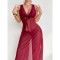 Lace long skirt sexy pajama temperament dress wine red sexy nightgown