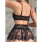 New lightweight lace without steel ring, soft and high-quality sexy lingerie 3-piece set, cute bow tie