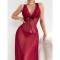 Lace long skirt sexy pajama temperament dress wine red sexy nightgown
