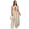 Fashionable Women's Sexy Solid Color Strapped Sleeveless Pantsuit