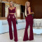 Fashion Women's Sexy Casual Chicken Eye Button Top and Pants Set