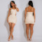 Fashionable Women's Sexy Strapless Pearl Sequin Dress Short Skirt