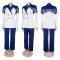 Leisure commuting elegant waist cinching slim fit elastic lace patchwork suit two-piece set