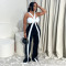 Fashionable women's sexy shoulder strap strapless casual wide leg jumpsuit