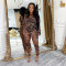 Fashionable women's sexy leopard print mesh printed see through jumpsuit