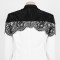 Leisure commuting elegant waist cinching slim fit elastic lace patchwork suit two-piece set