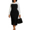 Autumn and winter women's fashion professional long sleeved suit collar patchwork hip pencil skirt foreign trade dress