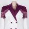 Leisure commuting elegant waist cinching slim fit elastic lace patchwork suit two-piece set