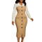 Autumn and winter women's fashion professional long sleeved suit collar patchwork hip pencil skirt foreign trade dress