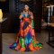 New European and American style printed sexy V-neck dress for women