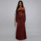 Elegant lace long dress, fashionable and sexy long sleeved backless slim fit dress for women