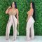 Fashionable women's sexy shoulder strap strapless casual wide leg jumpsuit