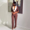 Elegant commuting contrasting color large lapel casual suit two-piece set