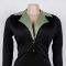 Elegant Commute Stand-Up Collar Waist-Tapered Elastic Pleated Patchwork Color-Block Dress