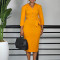 Women's fashion temperament solid color elegant OL strap V-neck tongle plus size  dress