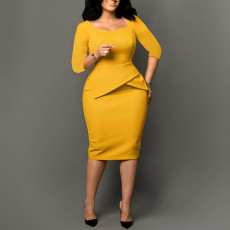 New Fashion Solid Color Hip hugging OL Thongler Pencil Skirt Dress