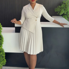 Beautiful women's winter suit collar shirt plus size fashionable and elegant pleated foreign trade dress