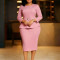 2025 new fashionable round neck temperament Tongle OL pencil skirt dress