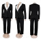 Elegant commuting contrasting color large lapel casual suit two-piece set