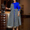 New fashionable and elegant round neck seven quarter sleeve printed patchwork African dress