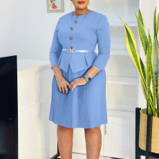 New seven quarter sleeve fashionable and elegant pleated foreign trade dress