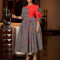 New fashionable and elegant round neck seven quarter sleeve printed patchwork African dress