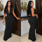 Fashionable women's temperament sleeveless pleated V-neck low cut dress