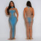 Fashionable Women's Sexy Perspective Mesh Hot Diamond Slimming Dress