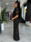 Elegant commuting hollow lace wide leg strap set, two-piece set