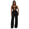 Fashion women's solid color sexy chest hugging and backless strap jumpsuit