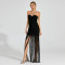 Fashionable Women's Sexy Off-Shoulder Strap Beaded Fringe Dress