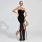Fashionable Women's Sexy Off-Shoulder Strap Beaded Fringe Dress