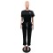Outdoor leisure strap pocket embroidered embossed pants short sleeved set