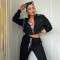 Fashion embossed pocket zipper hooded set in stock