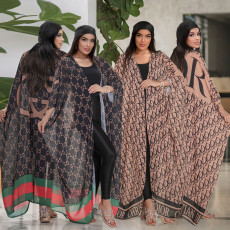 Summer New Printed Lightweight Perspective Chiffon Long Coat