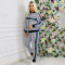 Outdoor Leisure Fashion Print Ribbed Zipper Two-Piece Set In Stock
