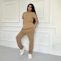 Summer new trend embossed+pocket short sleeved pants set in stock