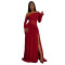 Fashionable Women's Sexy Off-Shoulder Long Sleeve Split Sleeveless Dress