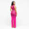 Fashionable women's sexy perspective mesh rhinestone long skirt two-piece set