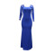Square collar long sleeved sexy hip hugging long skirt party long dress women's foreign trade